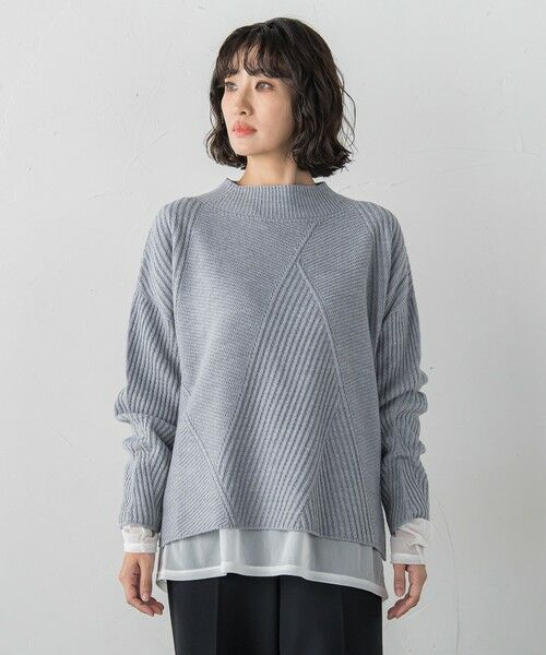 la.f... / ラ・エフ ニット・セーター | ヘリンボーンニット（ライトグレー）