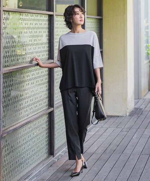 la.f... / ラ・エフ デニムパンツ | 【WEB限定】“美脚デニム見え”裾スリットテーパードパンツ | 詳細12