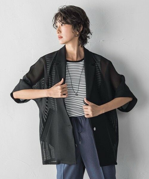 la.f... / ラ・エフ テーラードジャケット | シャンブレーメッシュジャケット | 詳細1