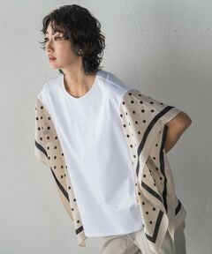 la.f... / ラ・エフ カットソー | ドットスカーフ切り替えカットソー