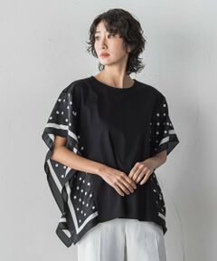 la.f... / ラ・エフ カットソー | ドットスカーフ切り替えカットソー