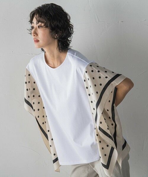 la.f... / ラ・エフ カットソー | ドットスカーフ切り替えカットソー（ホワイト系その他）