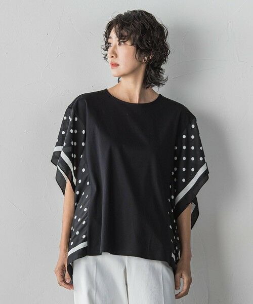 la.f... / ラ・エフ カットソー | ドットスカーフ切り替えカットソー | 詳細10