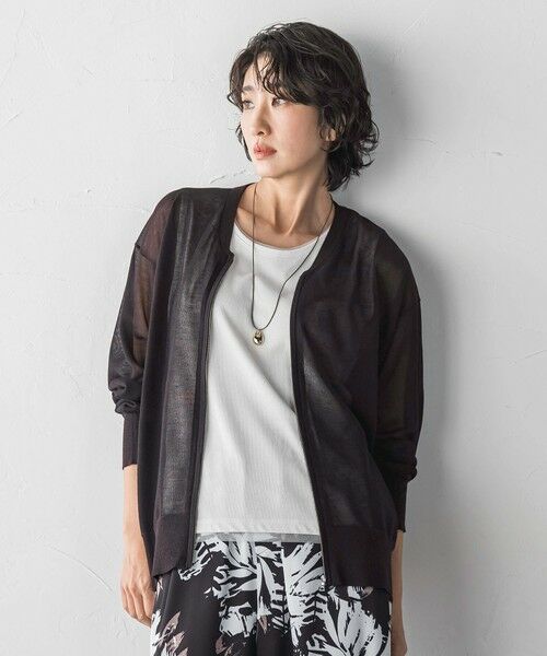 la.f... / ラ・エフ カーディガン・ボレロ | シアーシャイニーニットブルゾン | 詳細1