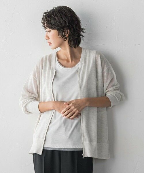 la.f... / ラ・エフ カーディガン・ボレロ | シアーシャイニーニットブルゾン | 詳細12