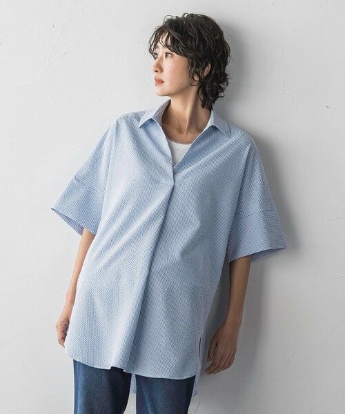 la.f... / ラ・エフ シャツ・ブラウス | 【WEB限定】ストライプサッカーチュニックシャツ | 詳細4