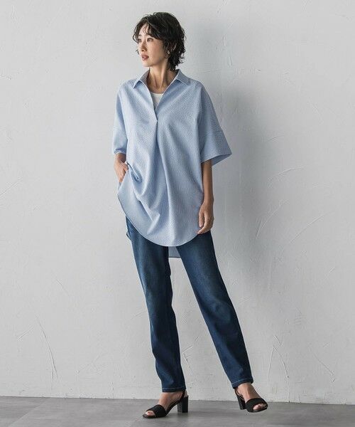 la.f... / ラ・エフ シャツ・ブラウス | 【WEB限定】ストライプサッカーチュニックシャツ | 詳細7