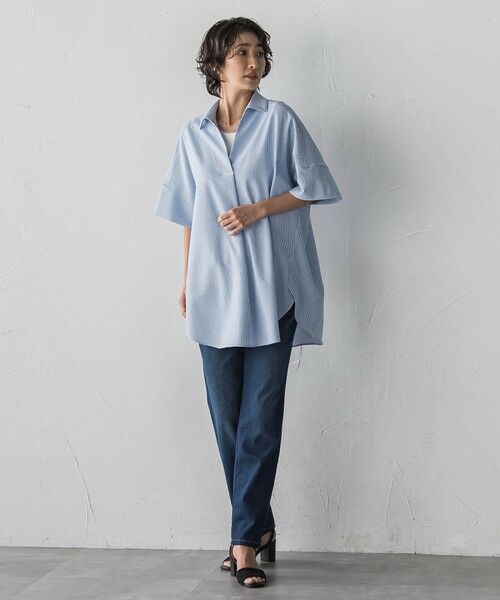 la.f... / ラ・エフ シャツ・ブラウス | 【WEB限定】ストライプサッカーチュニックシャツ | 詳細8