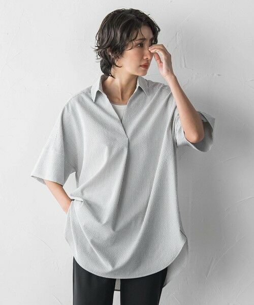 la.f... / ラ・エフ シャツ・ブラウス | 【WEB限定】ストライプサッカーチュニックシャツ | 詳細12