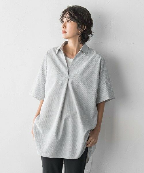 la.f... / ラ・エフ シャツ・ブラウス | 【WEB限定】ストライプサッカーチュニックシャツ | 詳細13