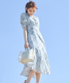 水彩プリントミディワンピース