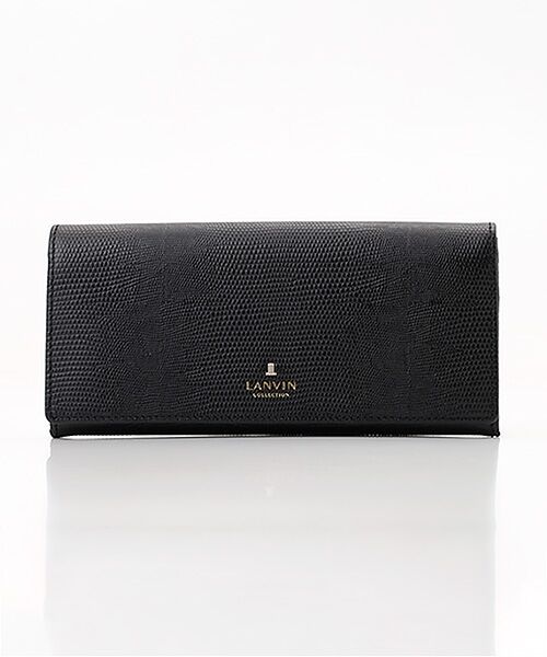 LANVIN COLLECTION(バッグ・財布小物) / ランバンコレクション(バッグ・サイフコモノ) 財布・コインケース・マネークリップ | 【レザールパース】  かぶせ式薄型長財布（ブラック）