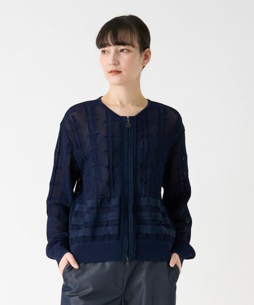 LANVIN COLLECTION / ランバン コレクション ニット・セーター | ロゴメッシュカーディガン | 詳細1