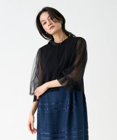 LANVIN COLLECTION / ランバン コレクション ニット・セーター | チュールスリーブニットジャケット