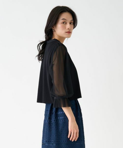 LANVIN COLLECTION / ランバン コレクション ニット・セーター | チュールスリーブニットジャケット | 詳細1