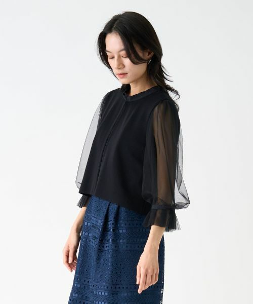 LANVIN COLLECTION / ランバン コレクション ニット・セーター | チュールスリーブニットジャケット | 詳細3