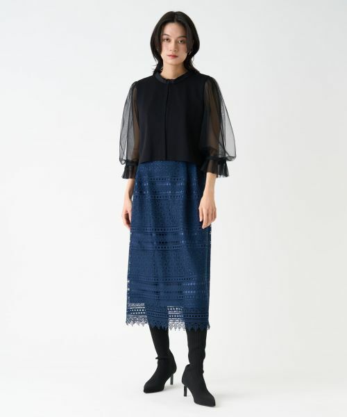 LANVIN COLLECTION / ランバン コレクション ニット・セーター | チュールスリーブニットジャケット | 詳細5