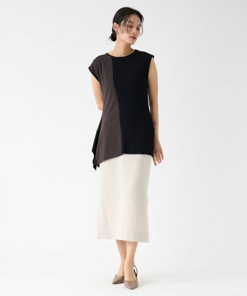 LANVIN COLLECTION / ランバン コレクション カットソー | アシンメトリードッキングカットソー | 詳細1