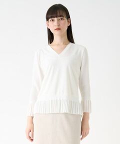 LANVIN COLLECTION / ランバン コレクション カットソー | ニット切り替えペプラムカットソー