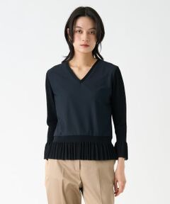 LANVIN COLLECTION / ランバン コレクション カットソー | ニット切り替えペプラムカットソー
