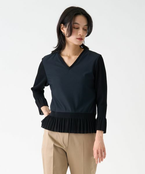 LANVIN COLLECTION / ランバン コレクション カットソー | ニット切り替えペプラムカットソー | 詳細12