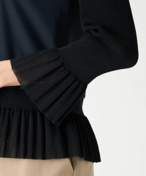 LANVIN COLLECTION / ランバン コレクション カットソー | ニット切り替えペプラムカットソー | 詳細15