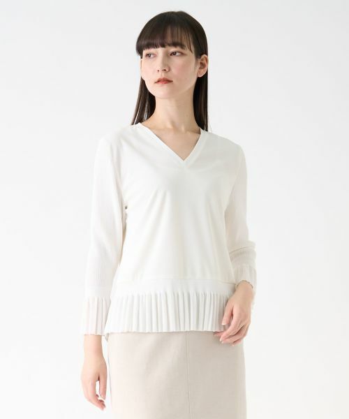 LANVIN COLLECTION / ランバン コレクション カットソー | ニット切り替えペプラムカットソー | 詳細4