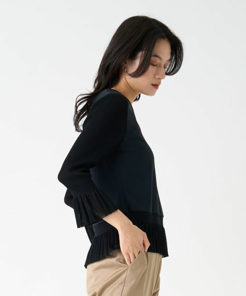 LANVIN COLLECTION / ランバン コレクション カットソー | ニット切り替えペプラムカットソー | 詳細9