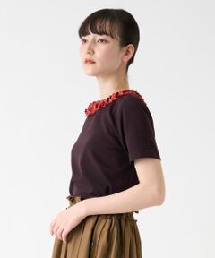 美品✨ランバンコレクション コットンサマーニット 華やか ドットフリル 38 M 美品✨ランバンコレクション コットンサマーニット 華やか