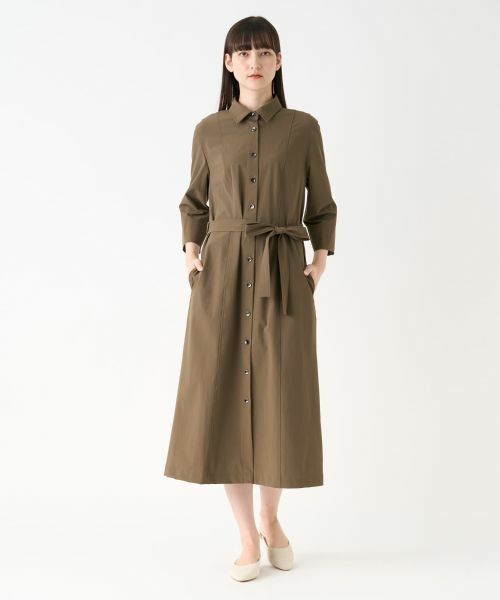 LANVIN COLLECTION / ランバン コレクション ドレス | ストレッチナイロンタフタワンピース(ダークブラウン)