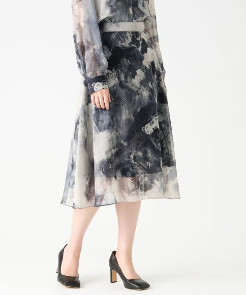 LANVIN COLLECTION / ランバン コレクション ロング・マキシ丈スカート | フラワーモチーフシネプリントスカート | 詳細1