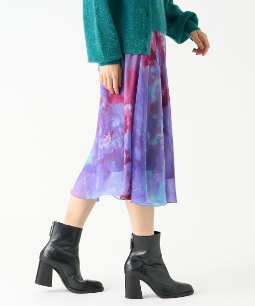 LANVIN COLLECTION / ランバン コレクション ロング・マキシ丈スカート | フラワーモチーフシネプリントスカート | 詳細10