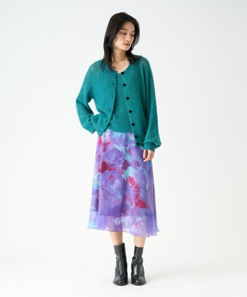 LANVIN COLLECTION / ランバン コレクション ロング・マキシ丈スカート | フラワーモチーフシネプリントスカート | 詳細11