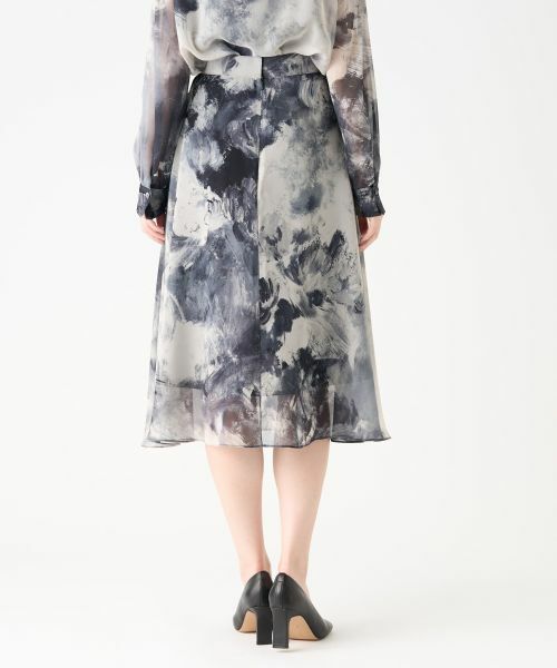 LANVIN COLLECTION / ランバン コレクション ロング・マキシ丈スカート | フラワーモチーフシネプリントスカート | 詳細3