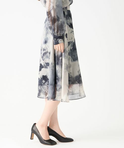 LANVIN COLLECTION / ランバン コレクション ロング・マキシ丈スカート | フラワーモチーフシネプリントスカート | 詳細4