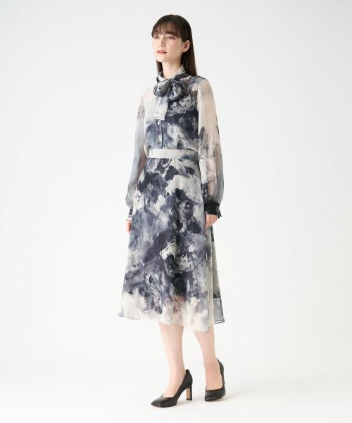 LANVIN COLLECTION / ランバン コレクション ロング・マキシ丈スカート | フラワーモチーフシネプリントスカート | 詳細5