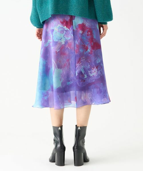 LANVIN COLLECTION / ランバン コレクション ロング・マキシ丈スカート | フラワーモチーフシネプリントスカート | 詳細9