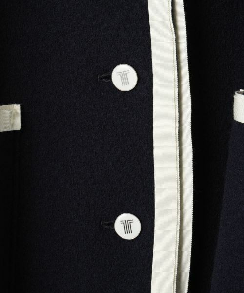【希少】 ランバンコレクション　ミックスツイード　コート　パイピングテープ　40 グログランパイピング圧縮ウールコート|LANVIN COLLECTION