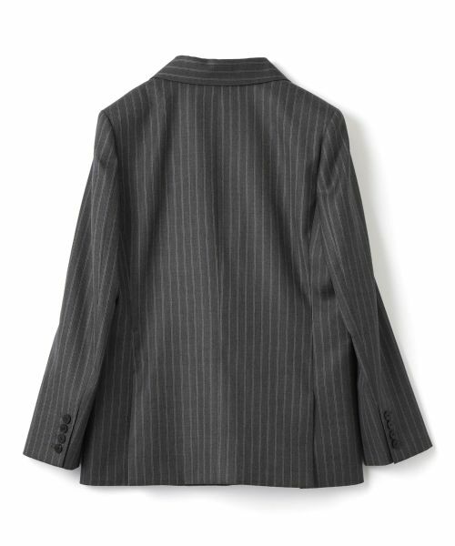 LANVIN COLLECTION / ランバン コレクション テーラードジャケット | シルクウールストライプミドルジャケット | 詳細1