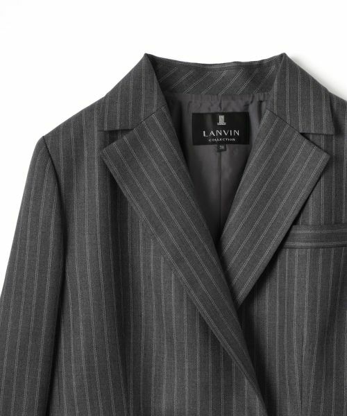 LANVIN COLLECTION / ランバン コレクション テーラードジャケット | シルクウールストライプミドルジャケット | 詳細2