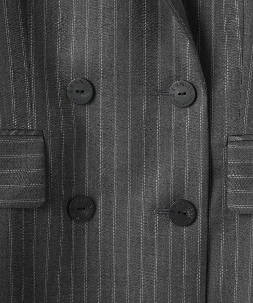 LANVIN COLLECTION / ランバン コレクション テーラードジャケット | シルクウールストライプミドルジャケット | 詳細3