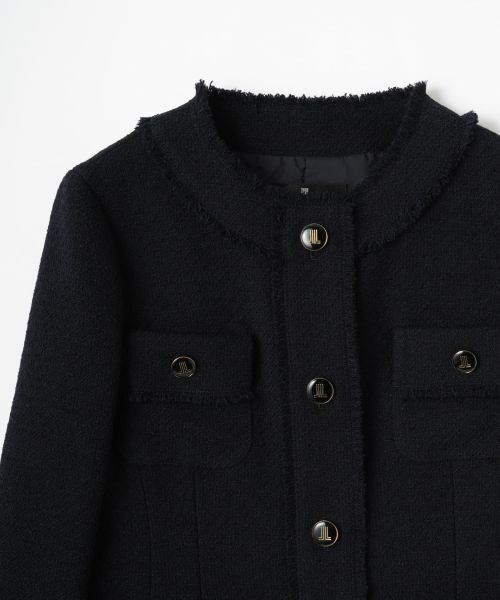 LANVIN COLLECTION / ランバン コレクション テーラードジャケット | ファンシーツィードノーカラージャケット | 詳細3