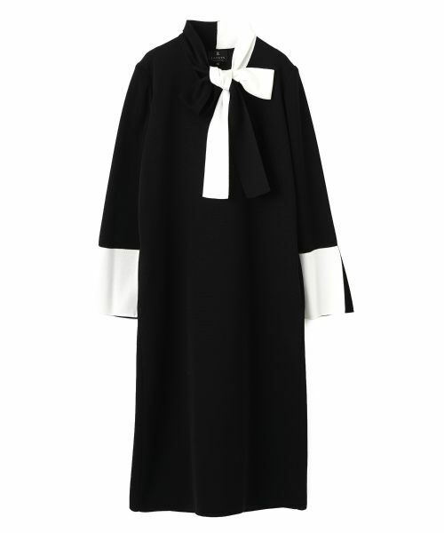 LANVIN COLLECTION / ランバン コレクション ドレス | バイカラーニットワンピース(ブラック)