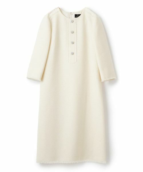 新品同様‼️ランバンコレクション イタリア製生地フリル袖ワンピース セール】 ファンシーツィードワンピース （ドレス）｜LANVIN