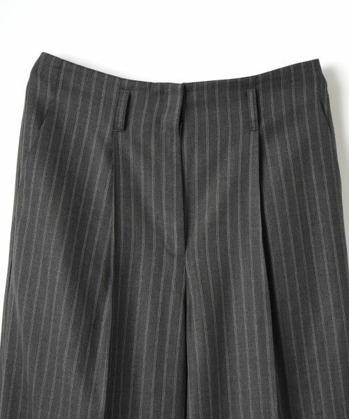 LANVIN COLLECTION / ランバン コレクション その他パンツ | シルクウールストライプワイドパンツ | 詳細2
