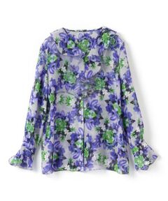 LANVIN COLLECTION】ダークフラワープリントブラウス