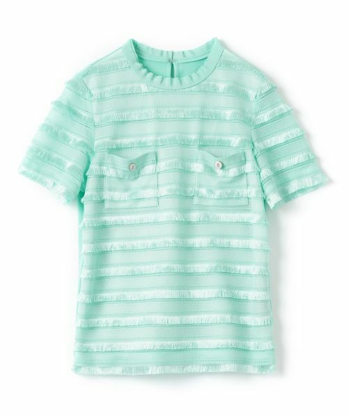 LANVIN COLLECTION / ランバン コレクション ニット・セーター | フリンジレースニットトップス(ライトグリーン)