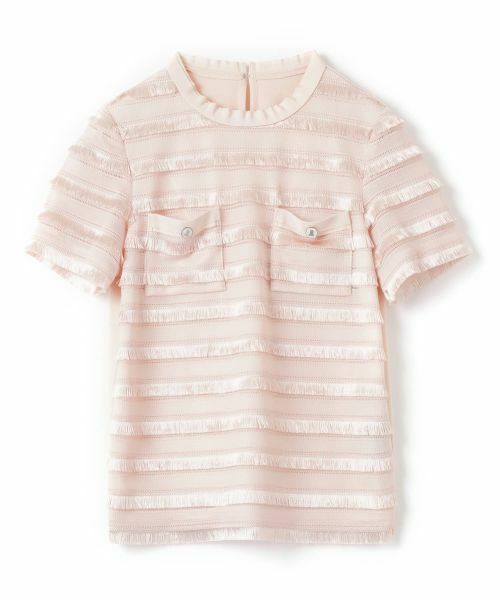 LANVIN COLLECTION / ランバン コレクション ニット・セーター | フリンジレースニットトップス(ライトピンク)