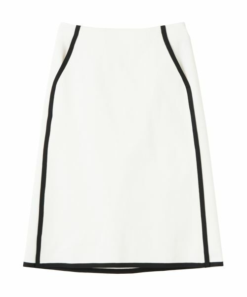 LANVIN COLLECTION / ランバン コレクション ロング・マキシ丈スカート | パイピングドビーストレッチスカート(オフホワイト)