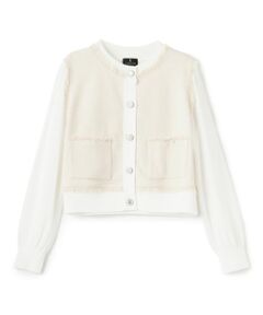 LANVIN COLLECTION / ランバン コレクション テーラードジャケット | シルク混ツイード切替ニットジャケット